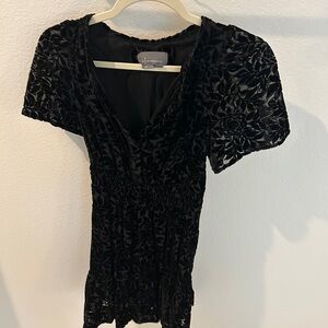 Anthropologie The Somerset Black Velvet Mini Dress size XS